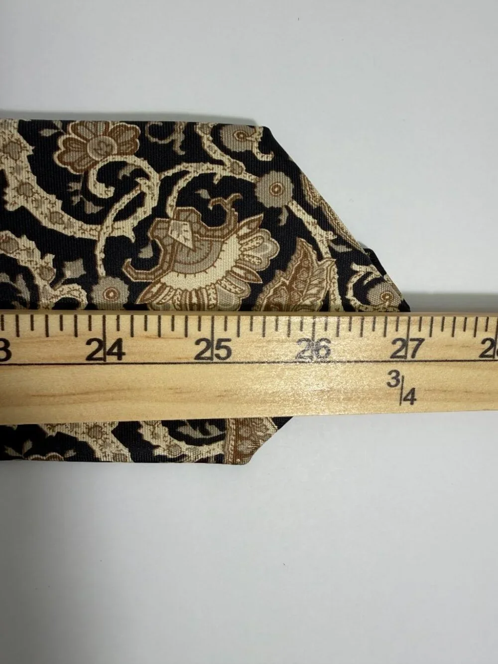 Vintage Kuppenheimer Tie Italian Silk Made USA Paisley Black Gold Tan Baroque